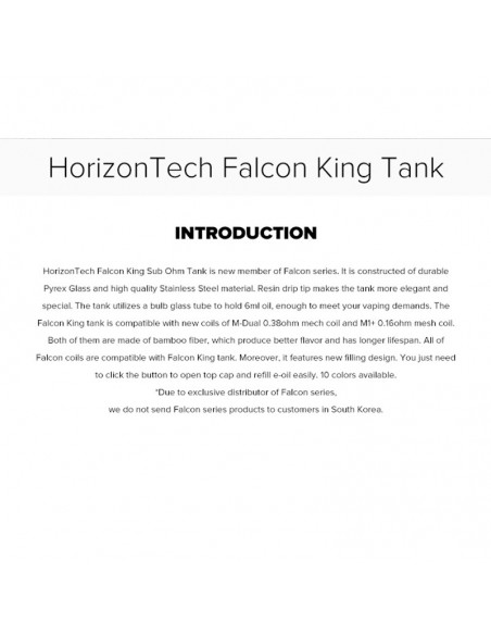 HORIZONTECH Falcon King Bulb Tank 6ml Included M1+ Coil/M-Dual Coil 2