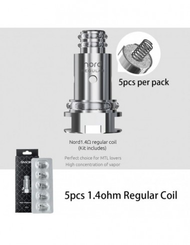 SMOK Nord Pod/Mesh Coil/Regular Coil/Ceramic Coil For Nord Kit 1.4ohm Regular Coil - 5pcs:0 US