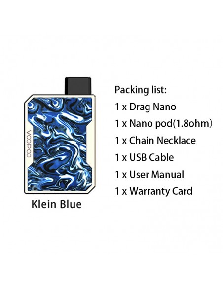 VOOPOO Drag Nano Kit 750mAh Pod System Sarter Kit Klein Blue Kit 1pcs:0 US