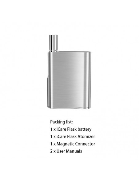 Eleaf iCare Flask Vape Kit: CBD Oil Vaporizer 510 thread 520mAh Silver Kit 1pcs:0 US