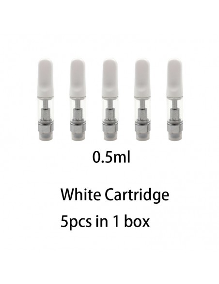 CCELL 510 thread cartridge & ceramic coil cartridges for CBD oil White 0.5ml Cartridge 5pcs:0 US
