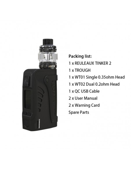 Wismec Reuleaux Tinker 2 Waterproof Kit 200W Black 1pcs:0 US