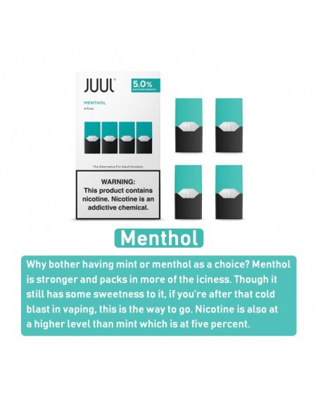 JUUL Pod Flavors Menthol Pod 5% Nic 4pcs:0 US