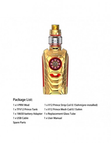 SMOK I-PRIV Kit With TFV12 Prince Tank Prism Gold Kit 1pcs:0 US