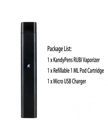 Kandypens Rubi Vaporizer Kit For Ejuice/Oil Black Full Kit 1pcs:0 US