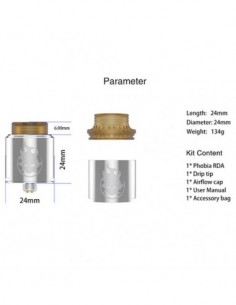 VandyVape PHOBIA BF RDA Tank(24mm/2ml) 0 2