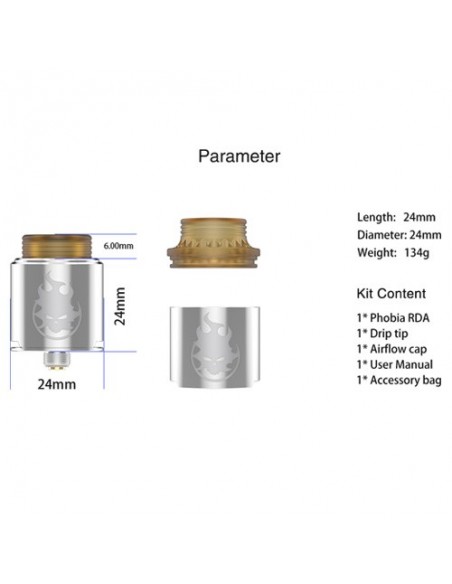 VandyVape PHOBIA BF RDA Tank(24mm/2ml) 1