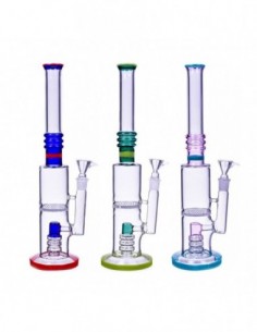 Dual Perc Cylinder Base Bong 16 Inches 0