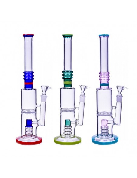 Dual Perc Cylinder Base Bong 16 Inches 0