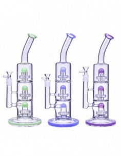 The Defender Triple Inline Showerhead Bong 14 Inches 0