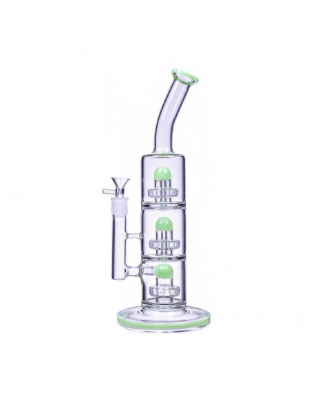 The Defender Triple Inline Showerhead Bong 14 Inches American Green 1pcs:0 US