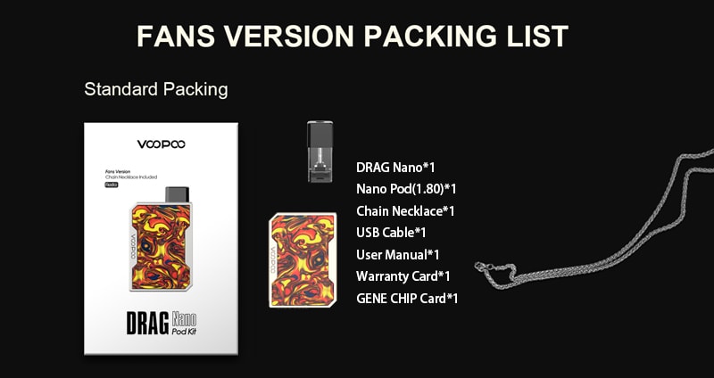 VOOPOO Drag Nano Fans Version Packing List