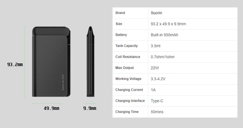 Suorin Air Plus Specification