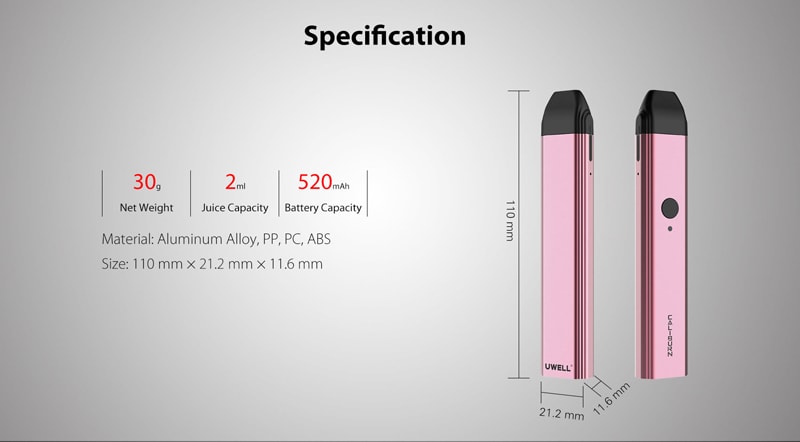 Uwell Caliburn Pod Kit Specifications