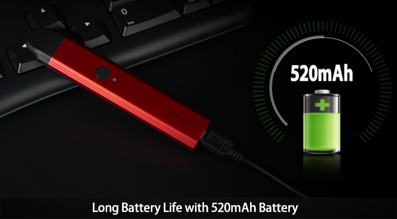 Long Battery Life with 520mAh Battery