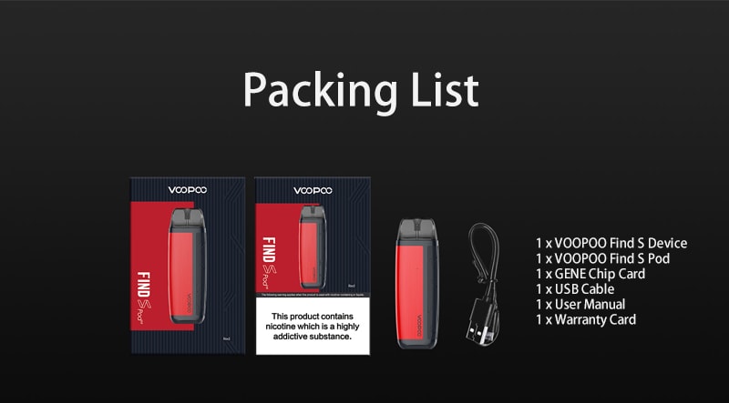 Voopoo FIND S Pod Kit Package Includes