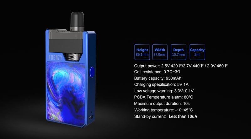 Geekvape Frenzy pod kit Specifications