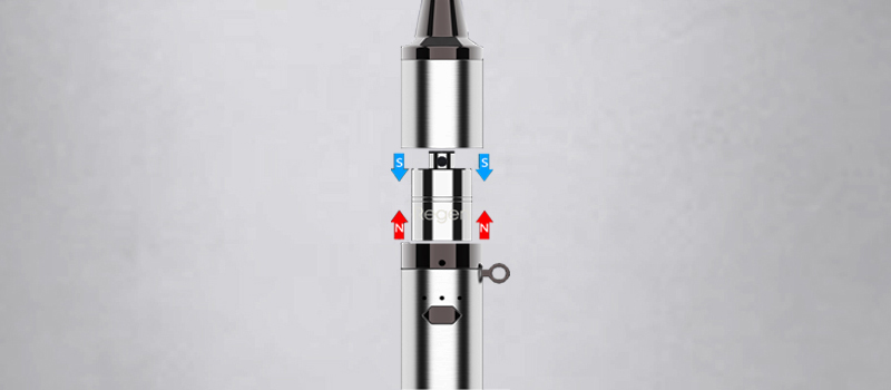 The atomizer base and the atomizer tube are connected with a magnetic connection