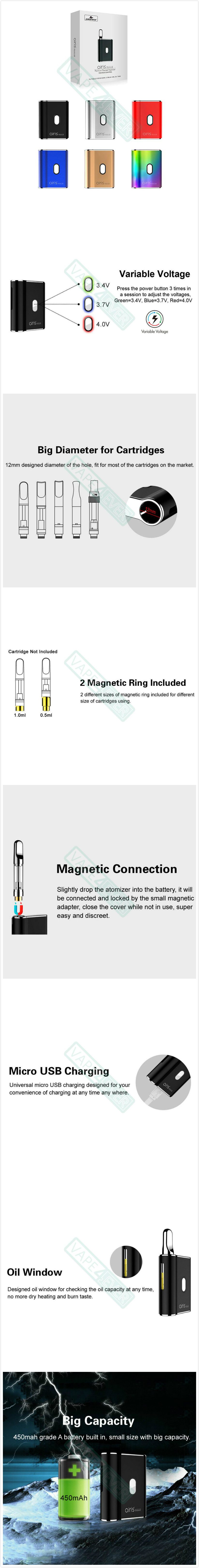 Airistech Airis Mystica 2 Mod For Vaporizer V/V 450mAh Battery 510 Thread Instruction