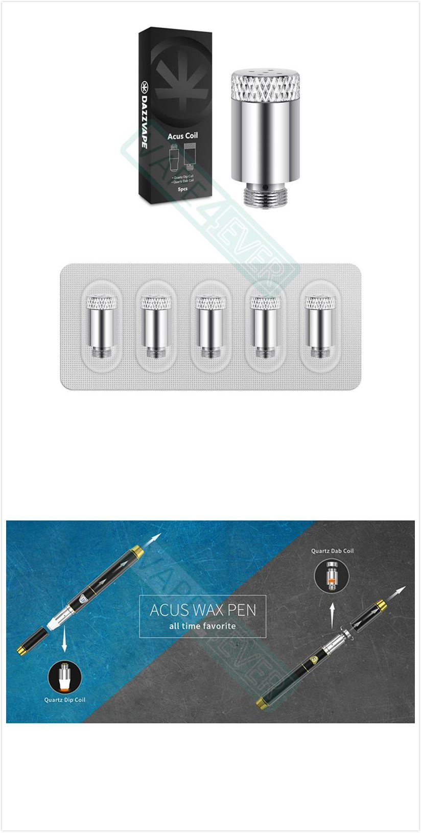 Dazzvape Acus Wax Pen Vaporizer Replacement Coil Acus Steel Dab Coil 5pcs/pack Instruction