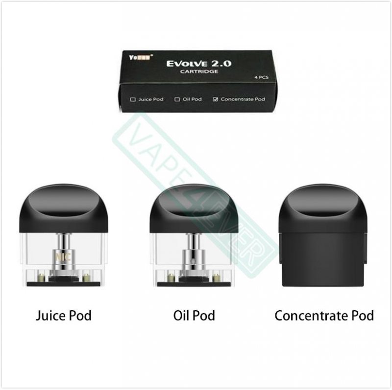 Yocan Evolve 2.0 Pod Cartridge 1ml Capacity 4pcs/pack 3 Types Pod Option E-juice/Oil/Concentrate Instruction