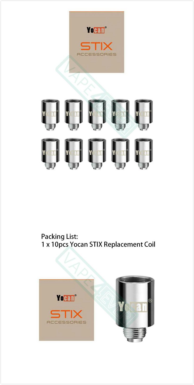 Yocan STIX 1.8ohm Replacement Coil Ceramic Material 10pcs/pack Instruction