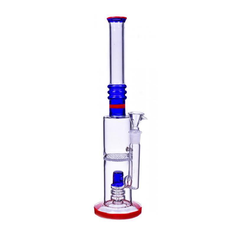Dual Perc Cylinder Base Bong 16 Inches 1