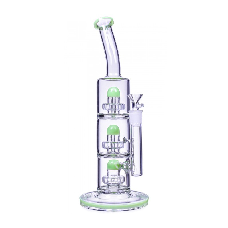The Defender Triple Inline Showerhead Bong 14 Inches 1
