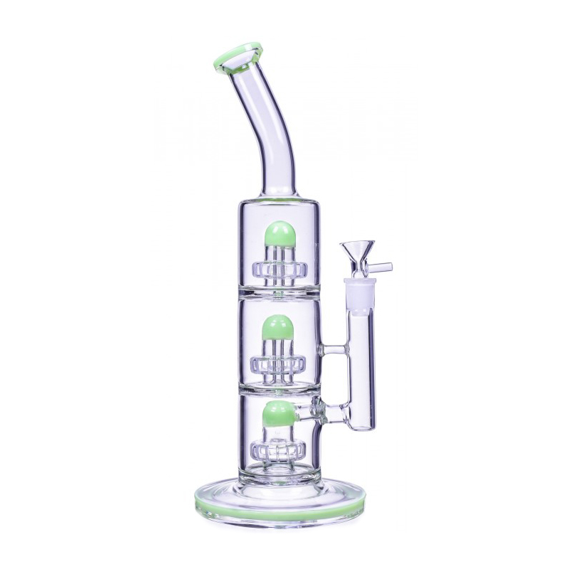 The Defender Triple Inline Showerhead Bong 14 Inches 2