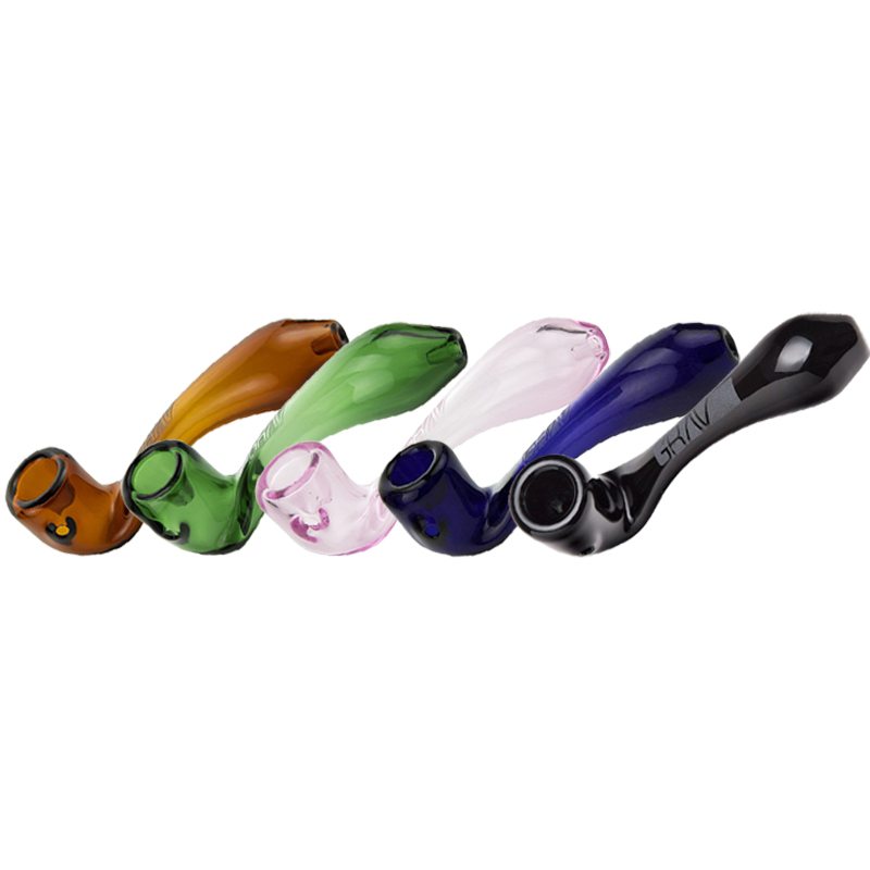 Grav Classic Sherlock Shiny Curved Sherlock Glass Hand Pipe 6 Inches 0