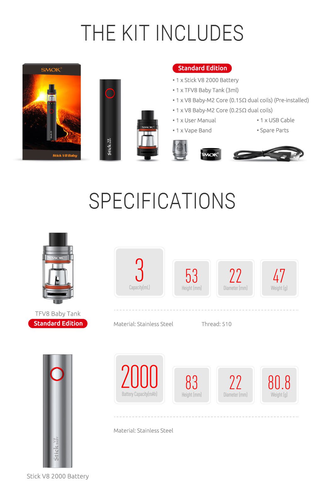 SMOK STICK V8 BABY KIT 0