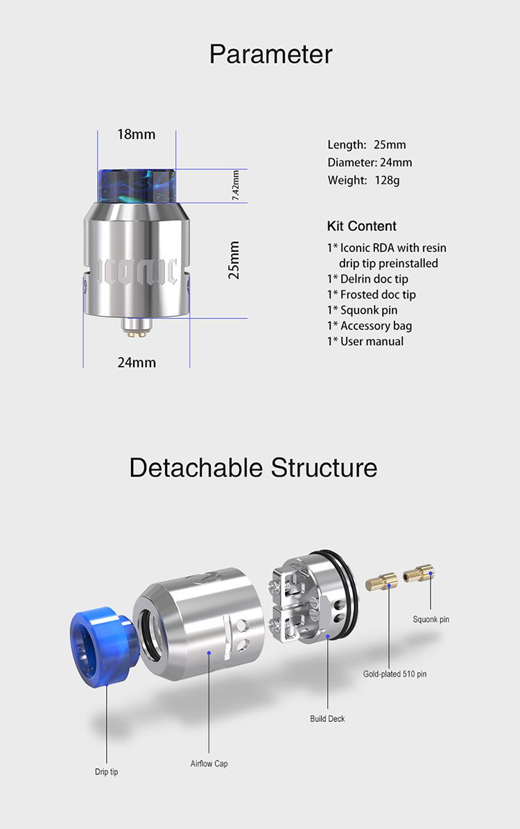 Vandy Vape Iconic RDA Tank(2ml/24mm) 1